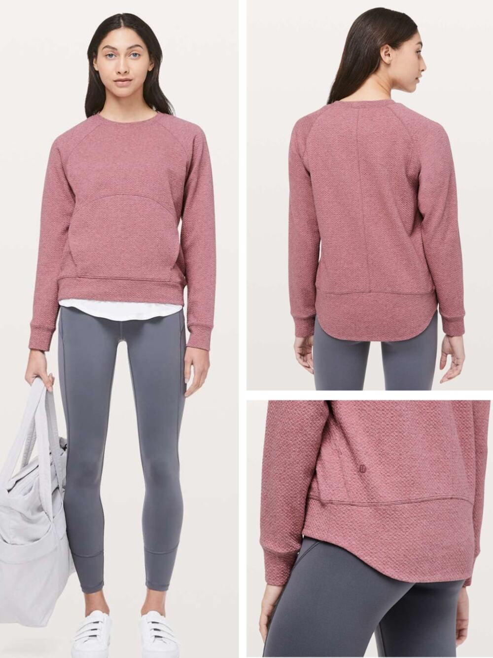 LULULEMON Catch A Moment Crew Size 12 Heathered So Merlot